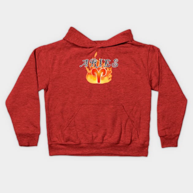 Aries: Zodiac Fire Sign Kids Hoodie by PenguinCornerStore